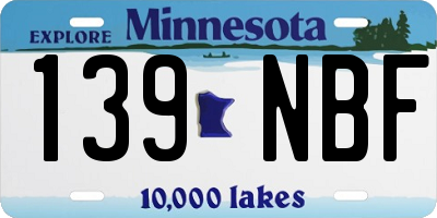 MN license plate 139NBF