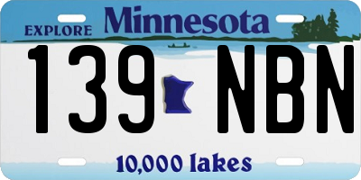 MN license plate 139NBN