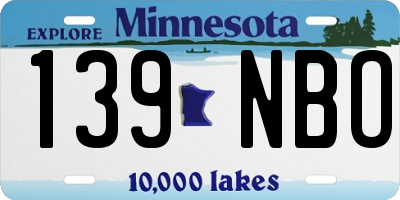 MN license plate 139NBO