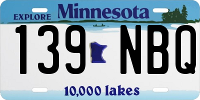 MN license plate 139NBQ