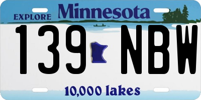 MN license plate 139NBW