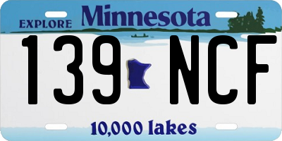MN license plate 139NCF