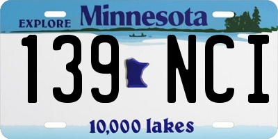 MN license plate 139NCI