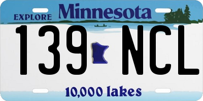 MN license plate 139NCL
