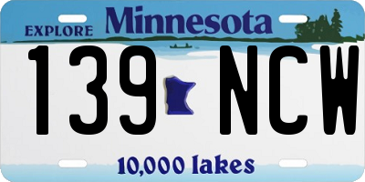 MN license plate 139NCW