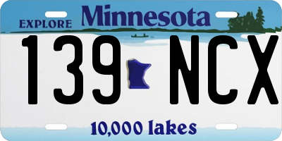 MN license plate 139NCX
