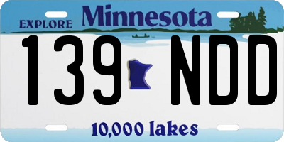 MN license plate 139NDD