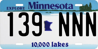 MN license plate 139NNN