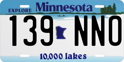 MN license plate 139NNO