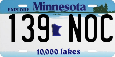 MN license plate 139NOC
