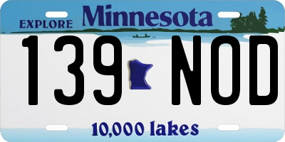 MN license plate 139NOD