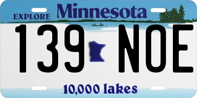 MN license plate 139NOE