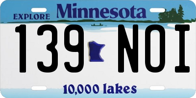 MN license plate 139NOI