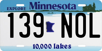 MN license plate 139NOL