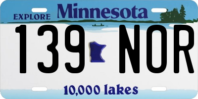MN license plate 139NOR