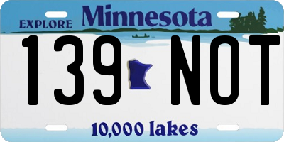 MN license plate 139NOT