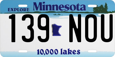 MN license plate 139NOU