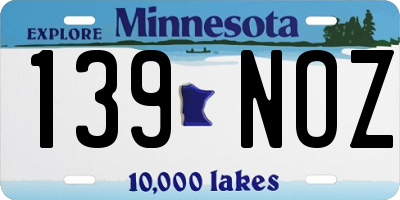 MN license plate 139NOZ