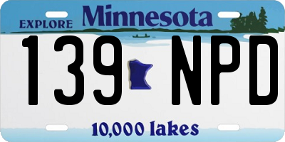 MN license plate 139NPD