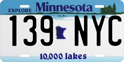 MN license plate 139NYC