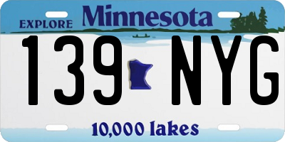 MN license plate 139NYG
