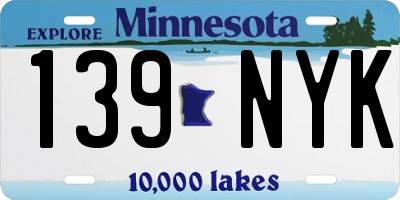MN license plate 139NYK