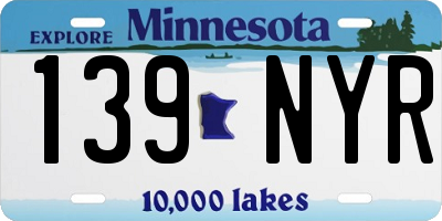 MN license plate 139NYR