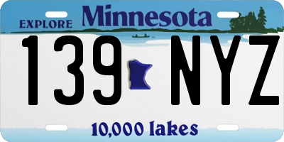 MN license plate 139NYZ