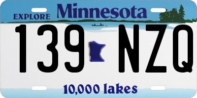 MN license plate 139NZQ
