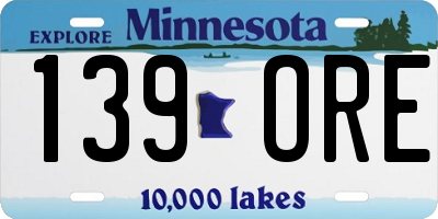 MN license plate 139ORE