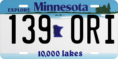 MN license plate 139ORI