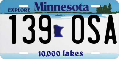 MN license plate 139OSA