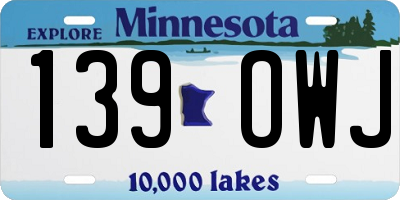 MN license plate 139OWJ