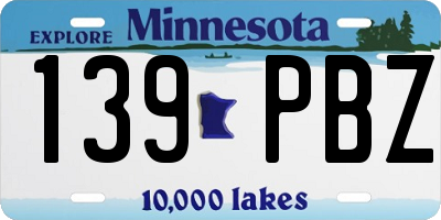 MN license plate 139PBZ