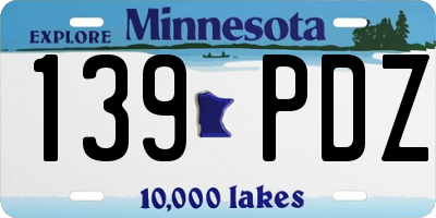 MN license plate 139PDZ