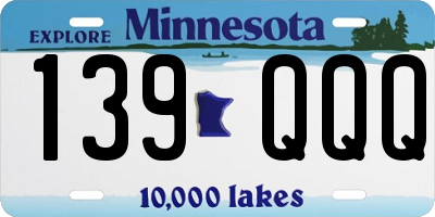 MN license plate 139QQQ
