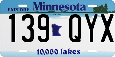 MN license plate 139QYX
