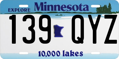 MN license plate 139QYZ