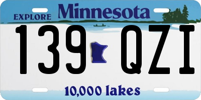 MN license plate 139QZI
