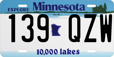 MN license plate 139QZW
