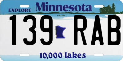 MN license plate 139RAB