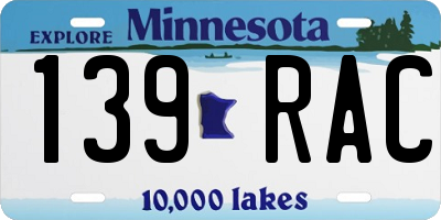 MN license plate 139RAC