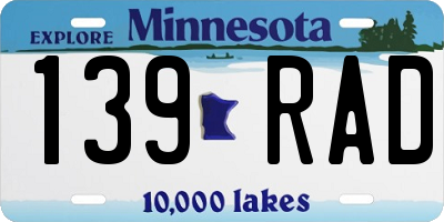 MN license plate 139RAD