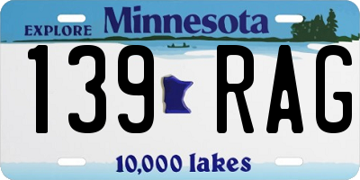 MN license plate 139RAG