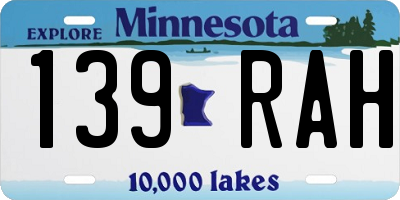MN license plate 139RAH