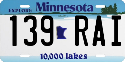 MN license plate 139RAI