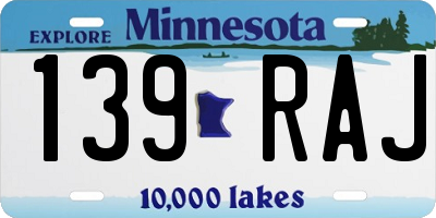MN license plate 139RAJ