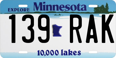 MN license plate 139RAK