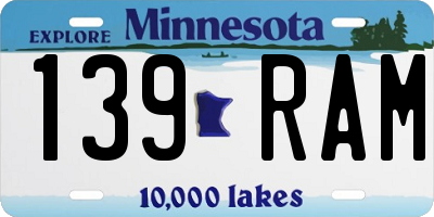 MN license plate 139RAM