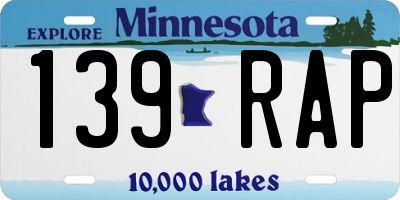 MN license plate 139RAP